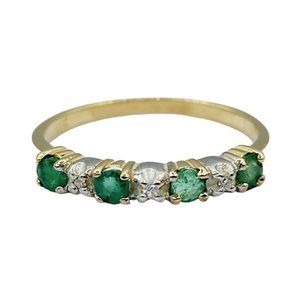 10KT Gold Ring Set with Genuine Emerald and Diamond